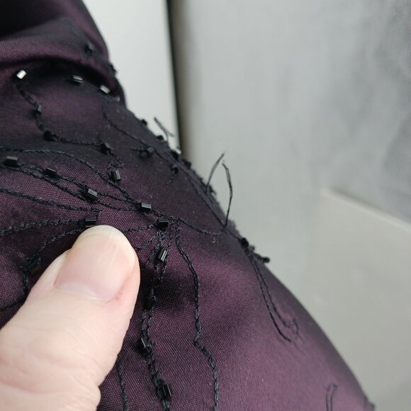 VTG Ann Taylor Purple Silk Strapless Embroidered Satin 2 PC Gown Beaded 0P - Picture 7 of 16